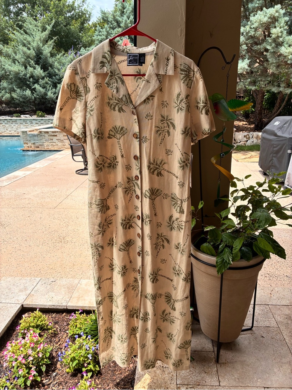 LNY New York Women’s Size 10 VintageCream Palm-Print Maxi Dress